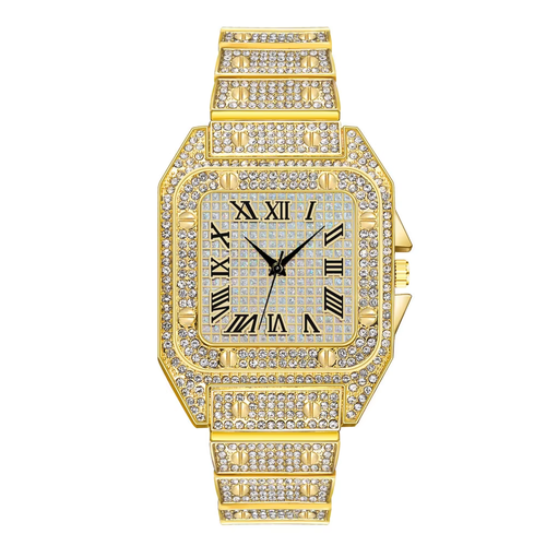 Men's Basic Waterproof Moissanite Watch with Band andDiamond Fashion Ring Watches Custom MechanicalMoissanite Watch