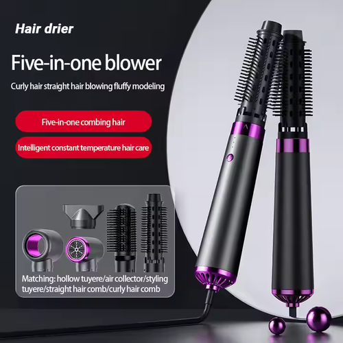 Newly designed 5-in-1 hot air brush hair dryer, high-speed one-step hair dryer, electric hair dryer, brush shaped doodling set