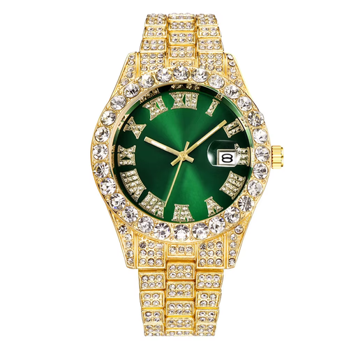 Luxury Custom Bling Hip Hop Fully Iced Out Watches Silver Gold Blue Dial Quartz Diamond Watches Men Wrist YT051