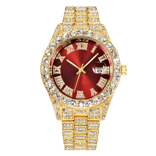 Luxury Custom Bling Hip Hop Fully Iced Out Watches Silver Gold Blue Dial Quartz Diamond Watches Men Wrist YT051
