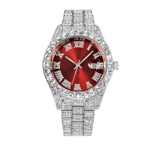 Luxury Custom Bling Hip Hop Fully Iced Out Watches Silver Gold Blue Dial Quartz Diamond Watches Men Wrist YT051