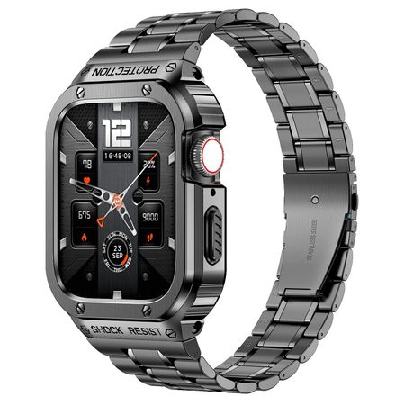 Premium Stainless Steel Band With Case For Apple Watch