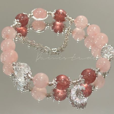 Pink Crystal Color Peach Blossom Moon Bracelet 2024 New Super Tender Goddess Festival Bracelet Female Get Girlfriends Birthday Gift Free