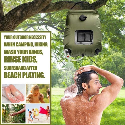 🚿🚿🚿Outdoor Camping Shower Bag Water Storage Tank 20L Auto-heat Portable Shower