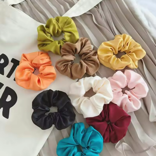 Korean style solid color satin elastic headband for women
