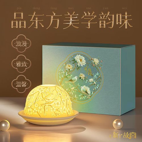 故宫 上新了文创 故宫陶瓷小夜灯 床头伴睡灯摆件新婚礼物新娘订婚伴手礼送女友 花鸟款