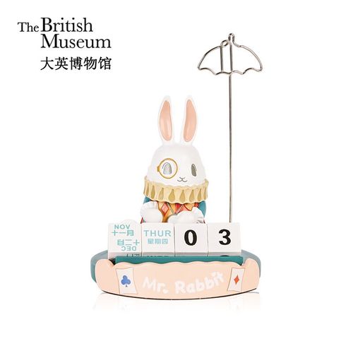 大英博物馆爱丽丝漫游奇境系列怀表兔日历便签夹小摆件
