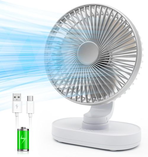 ALLXNOX Small Oscillating Desk Table Fan Rechargeable 4 Speeds Levels 4000Mah Battery With Strong Airflow Quiet Operation For Home Office Bedroom Travel Camping Table And Desktop (Silvery)