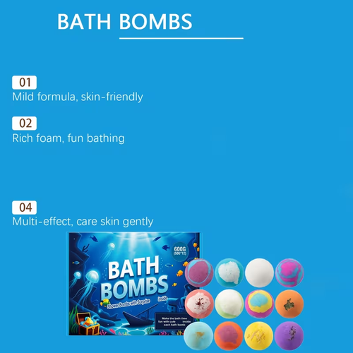 12pcs Cute Ocean Bath Bombs with Surprise Inside X12