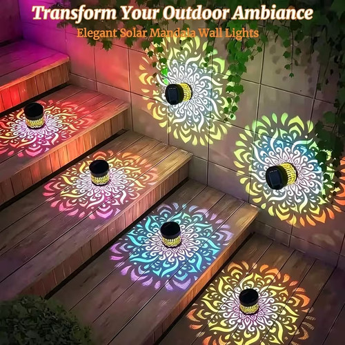 Solar Mandala Projection Fence Lights