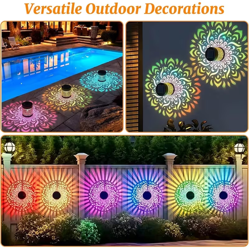Solar Mandala Projection Fence Lights