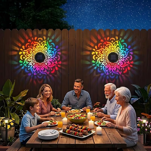 Solar Mandala Projection Fence Lights