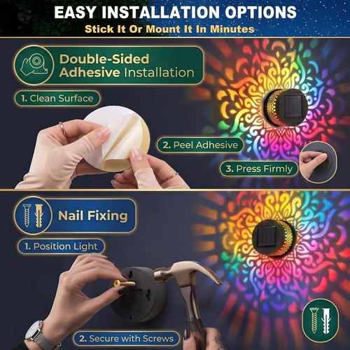Solar Mandala Projection Fence Lights