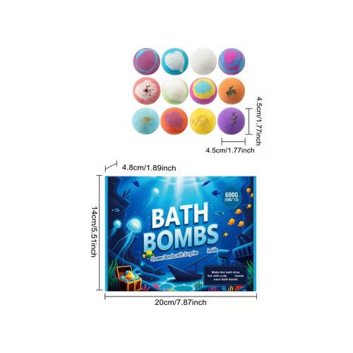 12pcs Cute Ocean Bath Bombs with Surprise Inside X12
