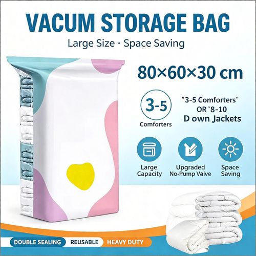 8pcs Vacuum Bag Without Pump, No-Pump Vacuum Storage Bags