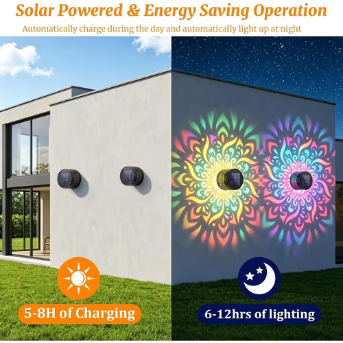 Solar Mandala Projection Fence Lights