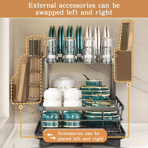 2-Tier Metal Dish Drying Rack