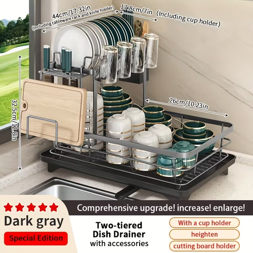 2-Tier Metal Dish Drying Rack