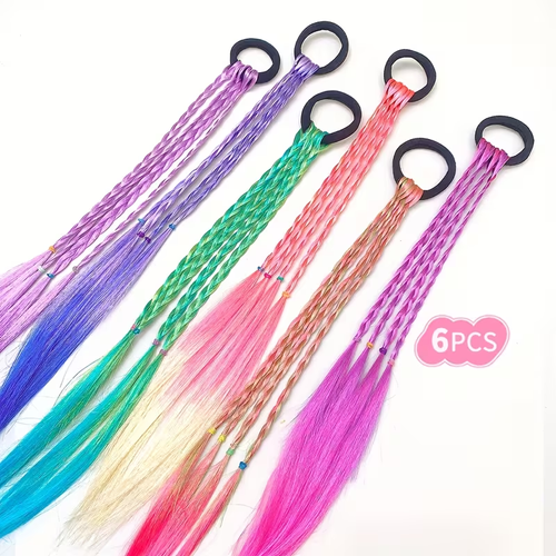 6pcs Set of Colorful Braided Hair Ties for