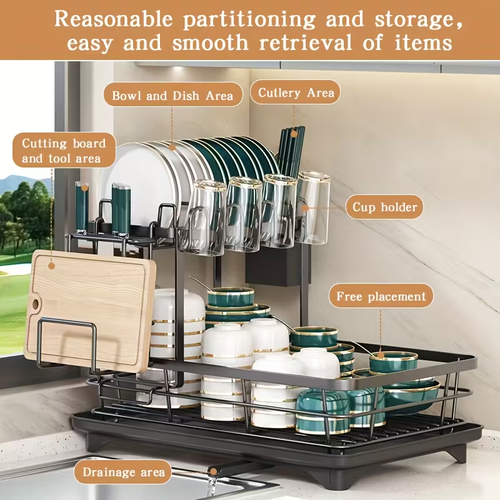 2-Tier Metal Dish Drying Rack