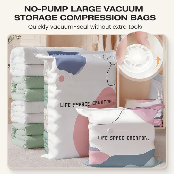 8pcs Vacuum Bag Without Pump, No-Pump Vacuum Storage Bags
