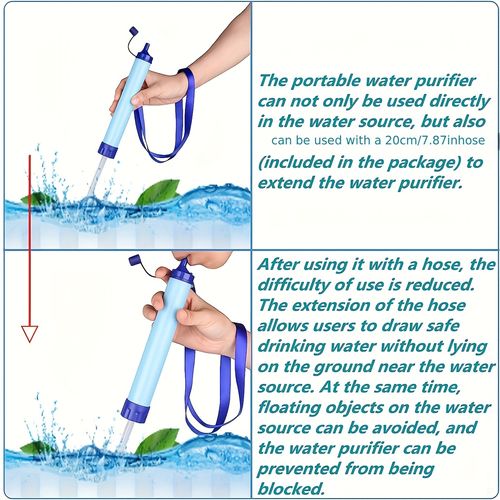 Portable Water Filter, Water Filtration Straws for Hiking, Travel and Emergency