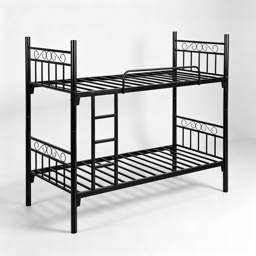Metal Bunk Bed Twin Over Twin, Bunk Bed Frames with Ladder & Safety Guardrail,200×90×180cm