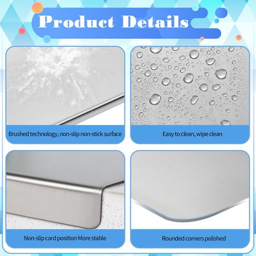 Stainless Steel Cutting Board with Lip, Metal Chopping Board for Kitchen
