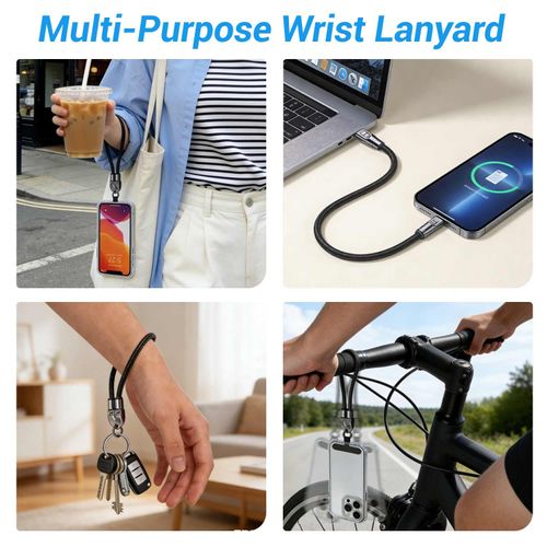 2-in-1 USB-C Phone Wrist Lanyard Cable