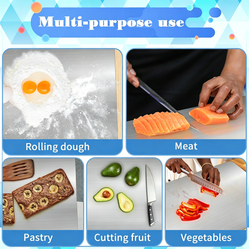 Stainless Steel Cutting Board with Lip, Metal Chopping Board for Kitchen
