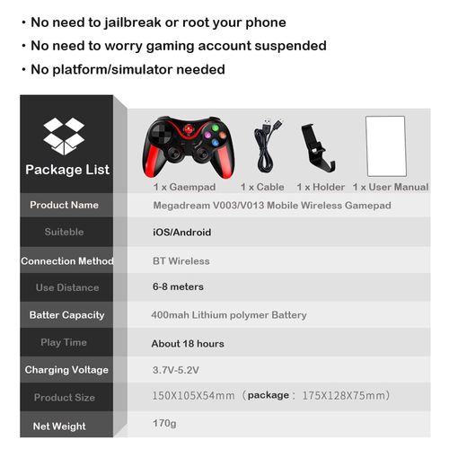 Wireless Bluetooth Gamepad Controller
