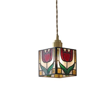 Retro Stained Glass  Pendant Light -Tulip