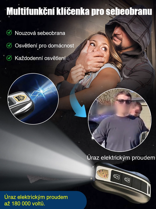 VOLTIC V77 3-in-1 stun gun, flashlight and car key alarm