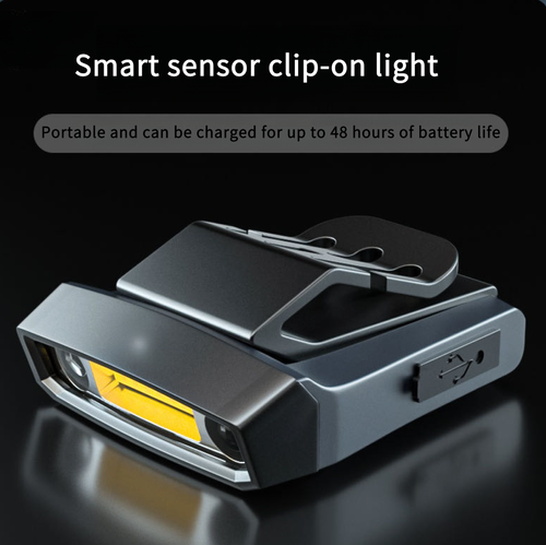 Headlamp Fishing Special Sensor Hat Clip Light, Super Bright Rechargeable Head-Mounted Clip Night Fishing Lamp with Long Battery Life
