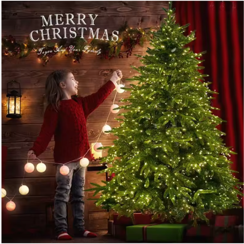 LED Christmas string lights, dark green copper wire lights, Christmas tree lights, Christmas atmosphere decoration lights, colorful lights, ambient lights.