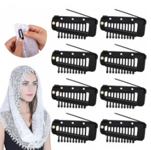 Chunni Clips with Safety Pins,8 PCS Strong Chunni Grip Dupatta Setting Clips Indian for Woman Black