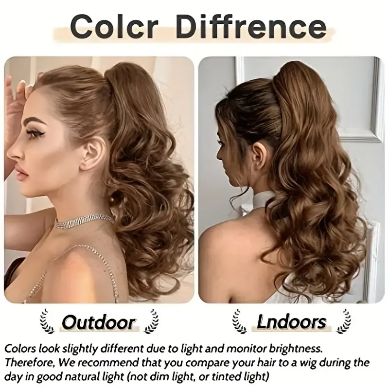 Long Wavy Ponytail Extensions - 22 Inch Clip-In Synthetic Hair Pieces