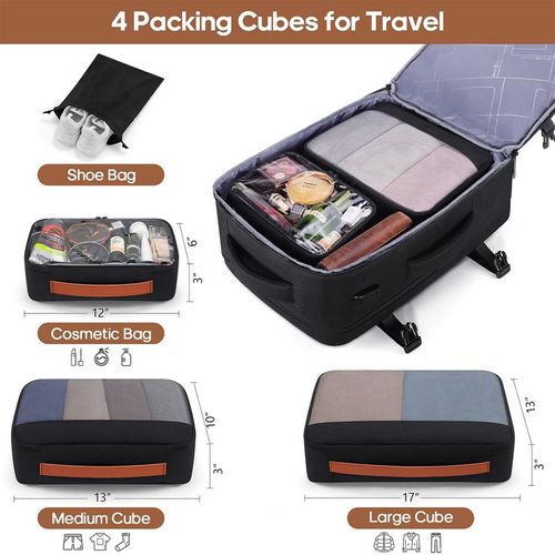 🔥Travel Backpack (Hidden straps) Carry on Luggage, Business Laptop Traveling Weekender Bags (Black)
