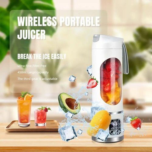 🔥Portable Personal Blender, Usb Rechargeable Blender with Led Display for Smoothies and Liquid Diets, Blender Set, Small Juicer Blender, Home Kitchen Appliance, Portable Juicer Machines (White)
