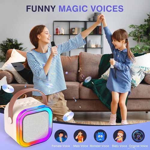 🔥Mini Karaoke Machine for Kids Adults, Portable Bluetooth Karaoke Speaker with 2 Wireless Mics