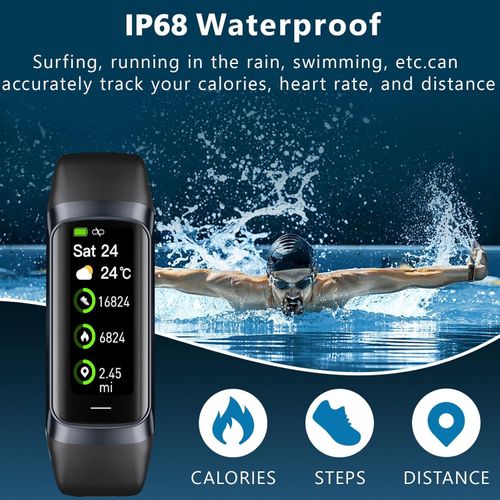 🔥Fitness Tracker with Heart Rate&Blood Oxygen&Sleep Monitor, 20+ Sports Modes Smart Watches, Activity & Step Tracker Smart Watch for Android&iOS Phones (Black)
