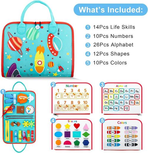🔥Busy Board Montessori Toys for Boys & Girls Birthday Gifts,Early Educational Game Travel Toys, Preschool Activities for Learning Fine Motor Skil