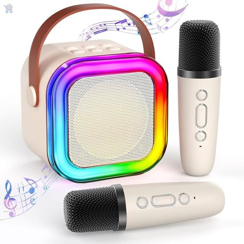 🔥Mini Karaoke Machine for Kids Adults, Portable Bluetooth Karaoke Speaker with 2 Wireless Mics