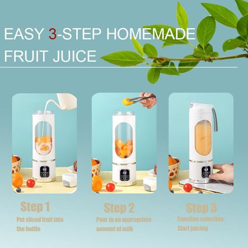🔥Portable Personal Blender, Usb Rechargeable Blender with Led Display for Smoothies and Liquid Diets, Blender Set, Small Juicer Blender, Home Kitchen Appliance, Portable Juicer Machines (White)