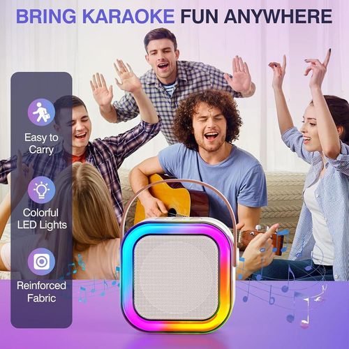 🔥Mini Karaoke Machine for Kids Adults, Portable Bluetooth Karaoke Speaker with 2 Wireless Mics