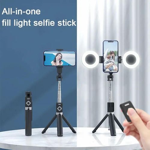 New 67'' Phone Tripod with Fill Light & Remote, Selfie Stick Tripod, Extendable Stand, Portable Travel Accessory (Compatible with all iPhone & Android）