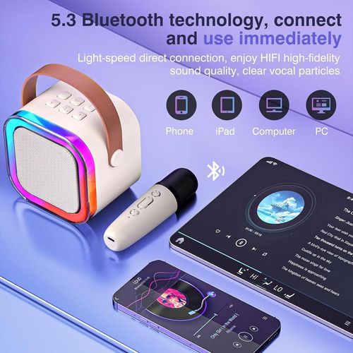 🔥Mini Karaoke Machine for Kids Adults, Portable Bluetooth Karaoke Speaker with 2 Wireless Mics