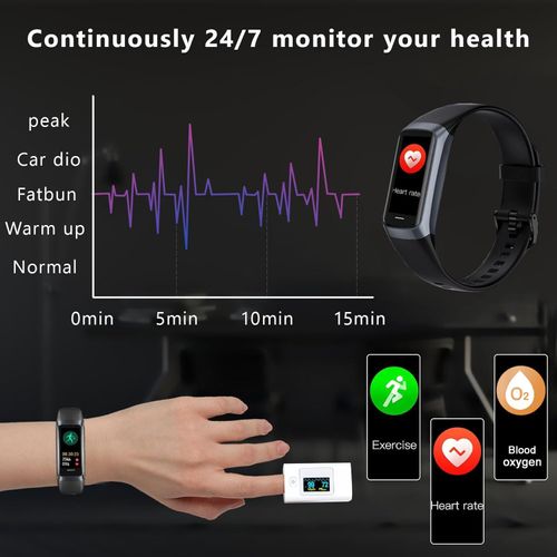 🔥Fitness Tracker with Heart Rate&Blood Oxygen&Sleep Monitor, 20+ Sports Modes Smart Watches, Activity & Step Tracker Smart Watch for Android&iOS Phones (Black)
