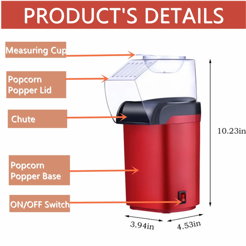 Hot Air Oil-Free Popcorn Maker