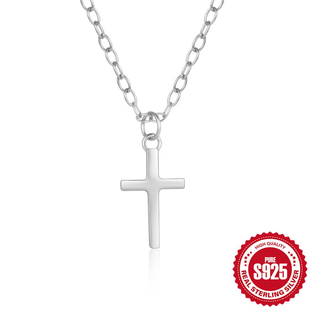 S925 Sterling Silver Cross Necklace – Minimalist Faith Pendant for Everyday Wear